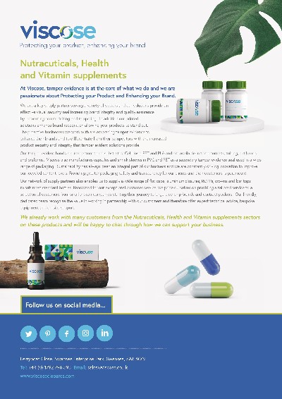 Nutracuticals, health & vitamin supplements, promotional brochure cover image, July 2022