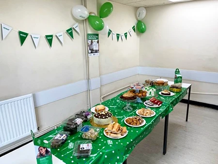 Viscose Macmillan Coffee Morning set up.