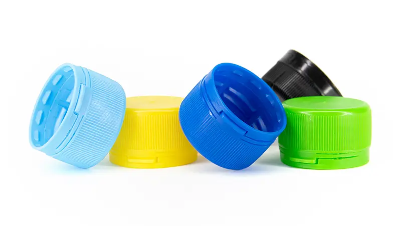A collection of multi coloured tethered caps